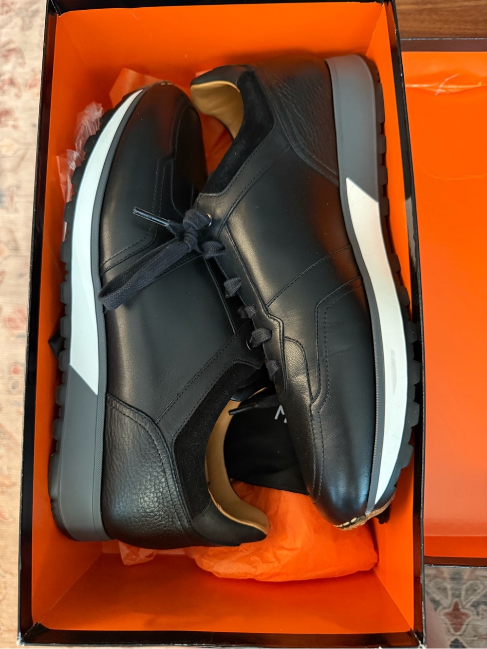 Magnanni Men’s Arco Black Leather Lace-Up Sneakers RETAIL $550 — NEW IN BOX - Picture 7 of 10